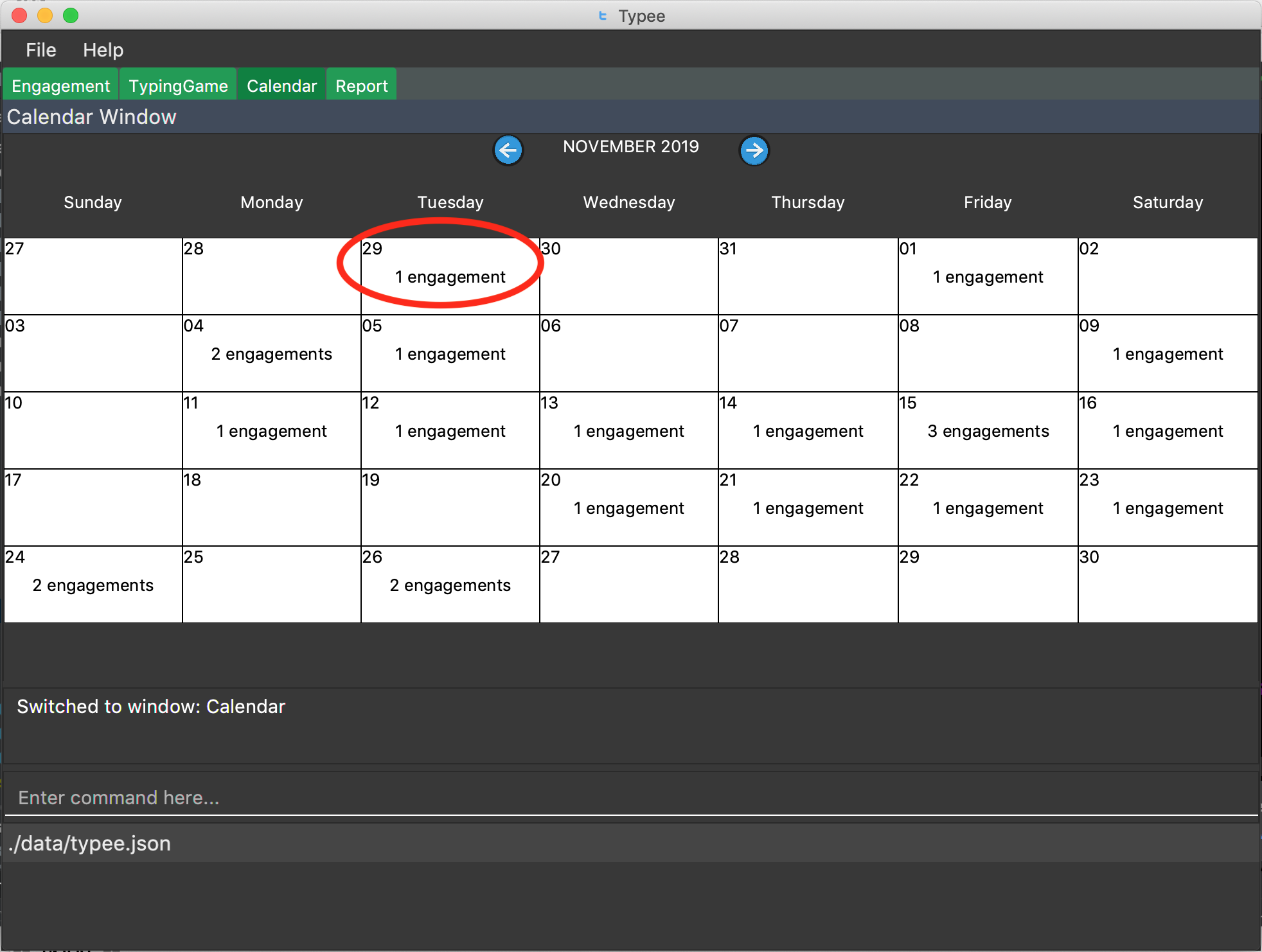 calendar view modified