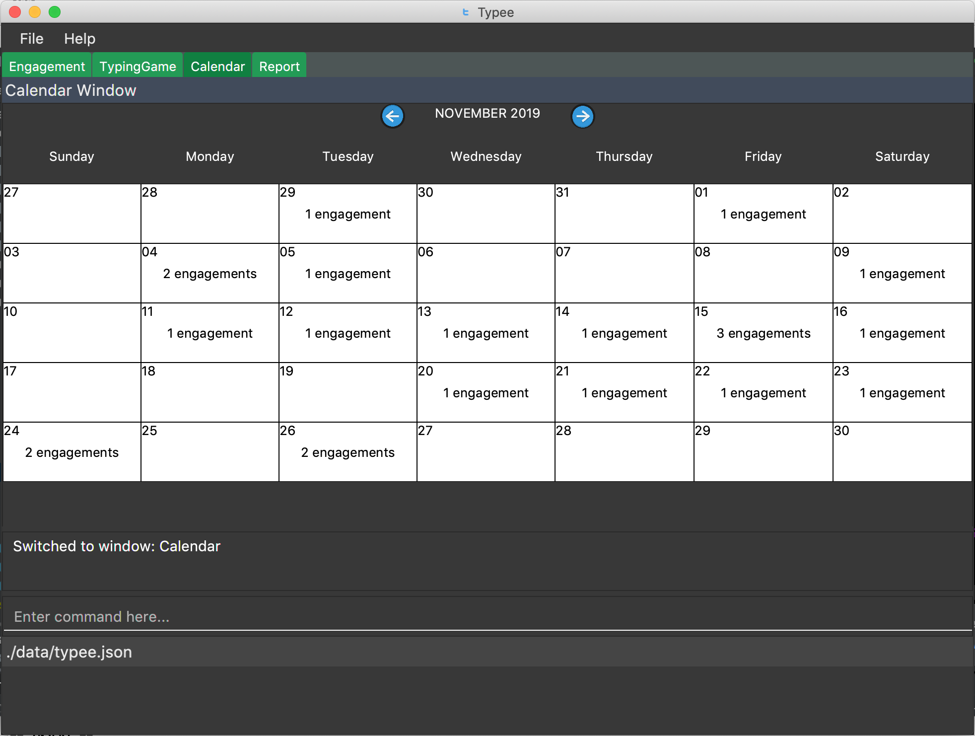 calendar view